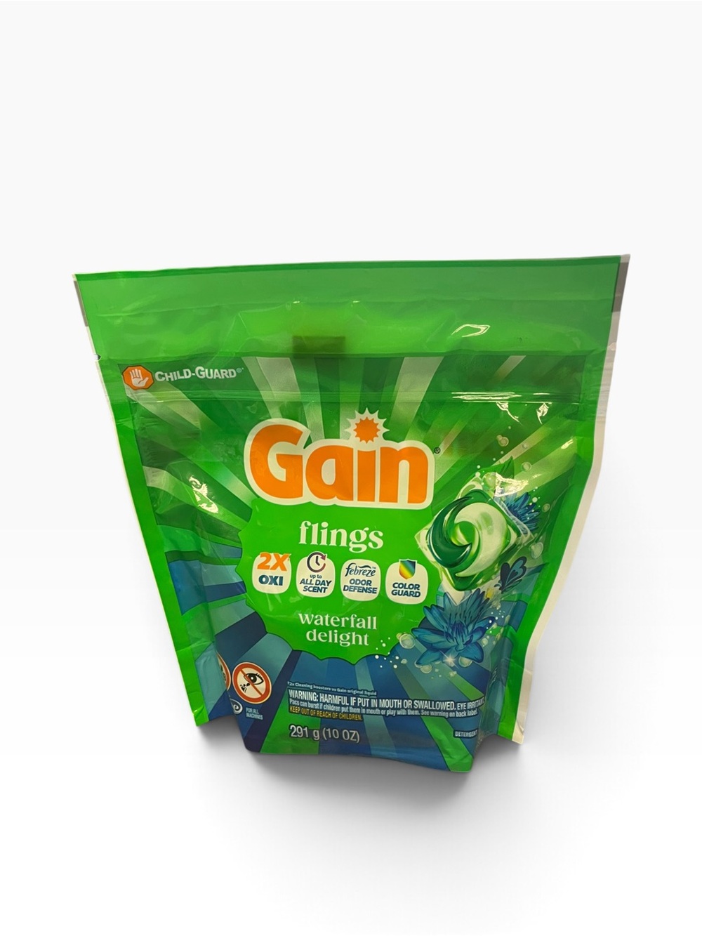 Gain Flings Waterfall Delight Laundry Pacs - Green 15 pods
